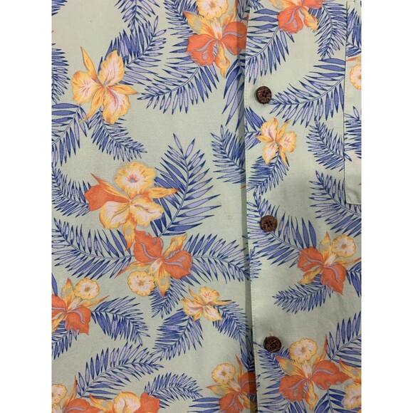 Large (L) Hawaiian Tropical Flowers Print Shirt Silk Cotton Blend Button-down - Picture 4 of 12